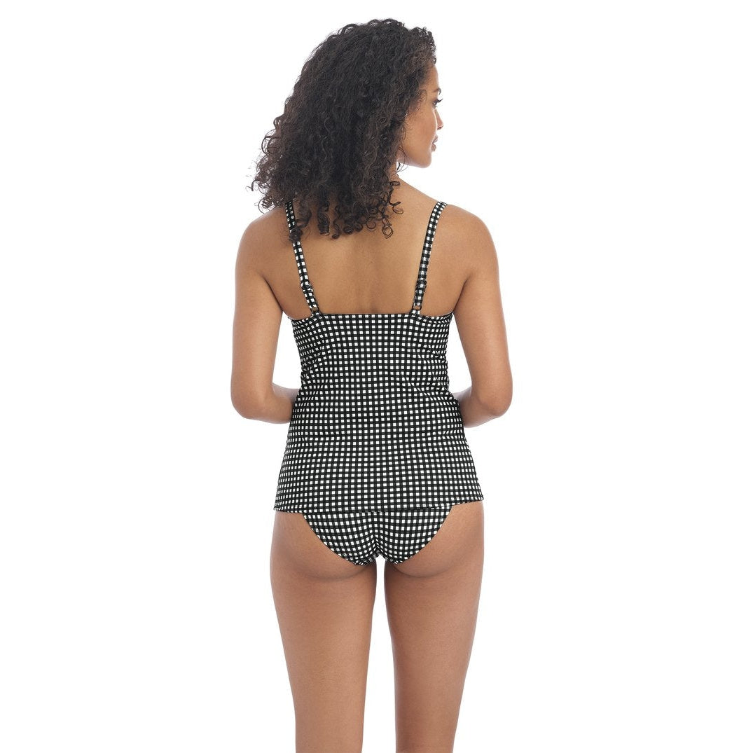 Freya Check In Lined Plunge Tankini Top - Monochrome